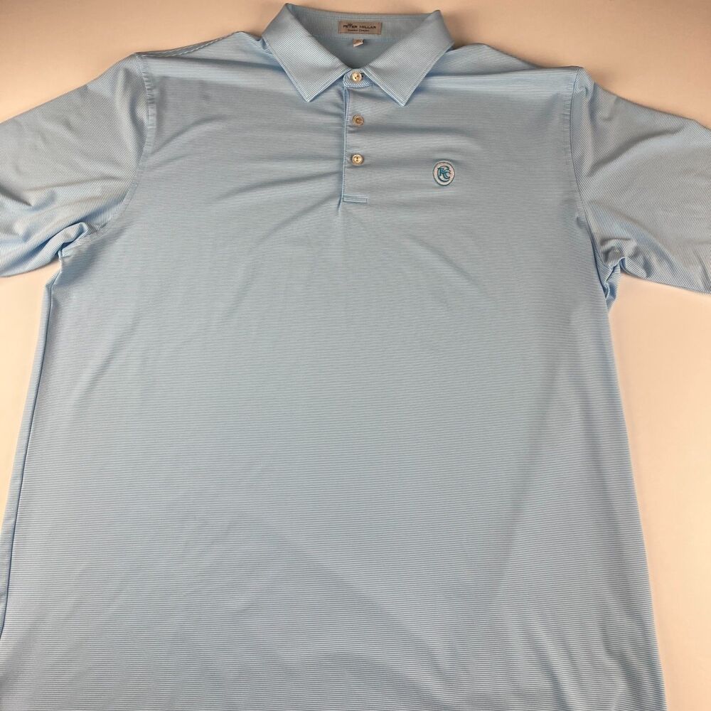 Peter Millar Summer Comfort Polo Mens XL Blue Stripe Golf Embroidered Logo